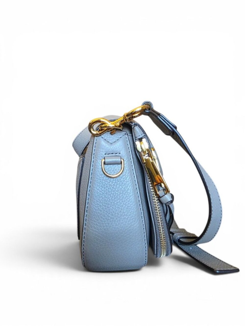 Marc Jacobs Nomad Crossbody Bag Pebbled Leather Saddle Shoulder Handbag Gray - Picture 9 of 16